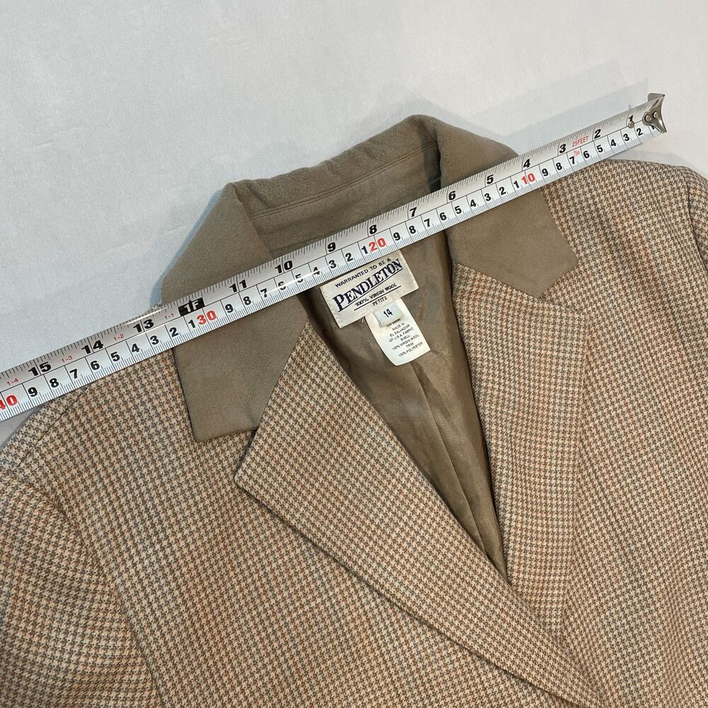 ~ Pendleton Blazer Preppy Wool 14p Women Houndstooth Notch Collar Collegiate - Picture 11 of 12